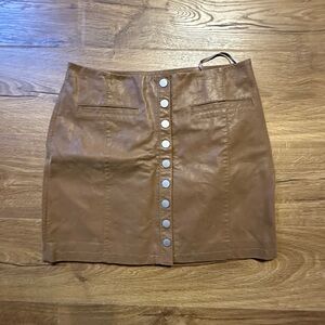 Free People Faux Leather Brown Mini Skirt 12